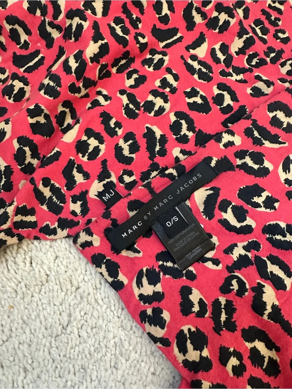 Marc By Marc Jacobs Hot Pink Leopard Print Scarf
